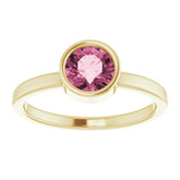 14K Yellow 6 mm Natural Pink Tourmaline Ring